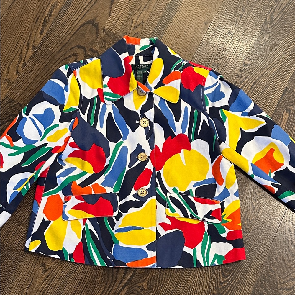 Ralph Lauren Multicolor Abstract Jacket with gold buttons!